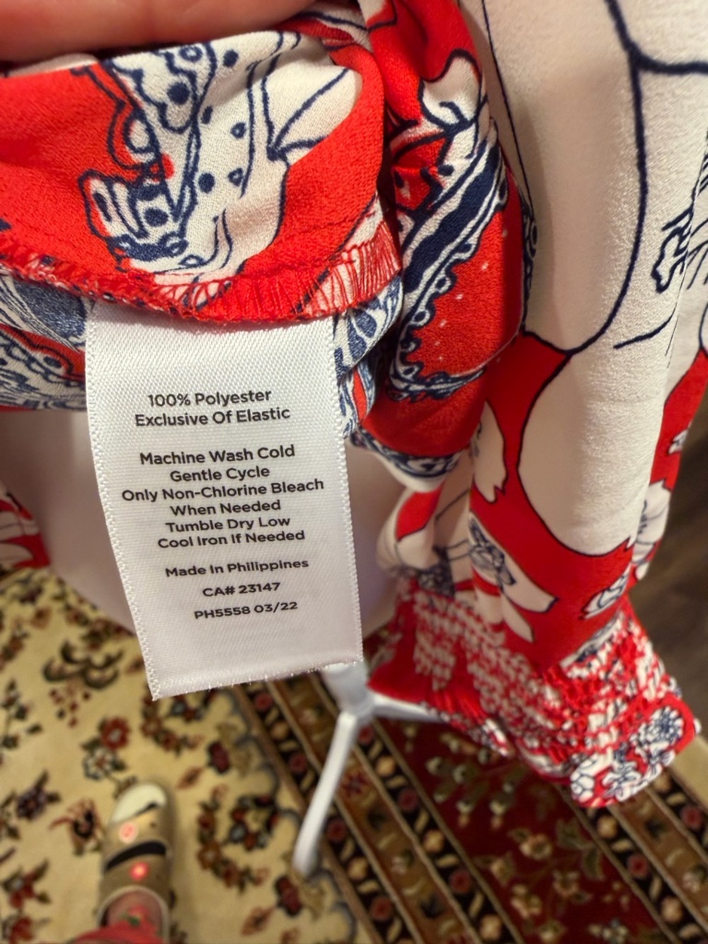 Talbots Red Floral Smocked Neck Tunic - Picture 7 of 7